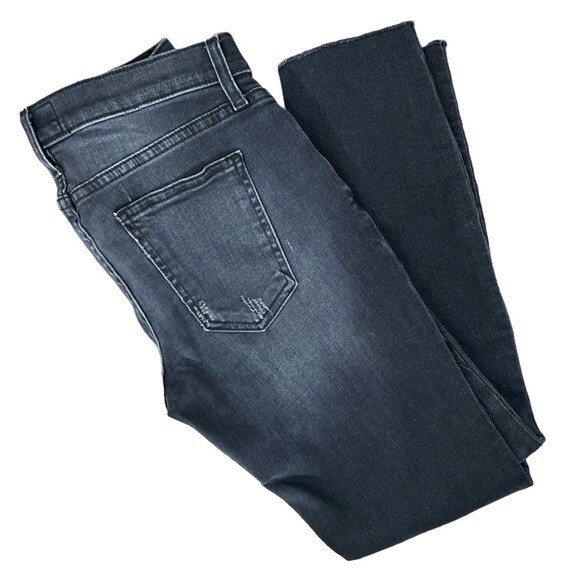 Current/Elliott Faded Black Wash Skinny Jeans Size 26 Distressed Raw Hem - Picture 5 of 5